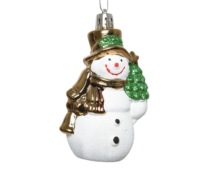 PENDENTIF BONHOMME DE NEIGE PLASTIQUE BLANC/OR