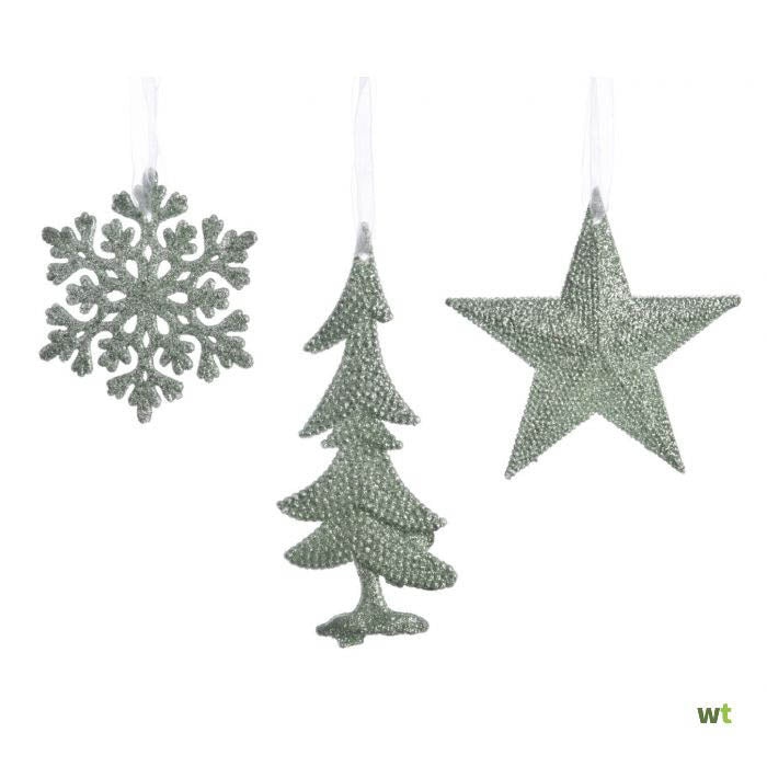 PENDENTIF PLASTIQUE PAILLETTES FLOCON DE NEIGE-ÉTOILES-ARBRE ENVELOPPÉ DANS LA CAISSE (par