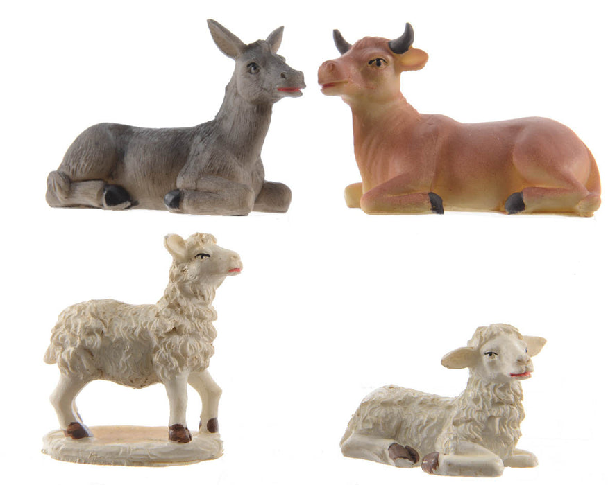 ANIMAL POLYRESIN OX, DONKEY, SHEEP LAYING, SHEEP STANDING NATURAL