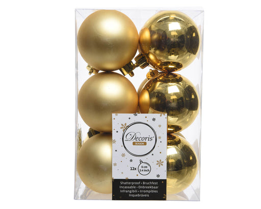 licht goud-kerstbal plastic glans-mat-dia6cm-licht goud