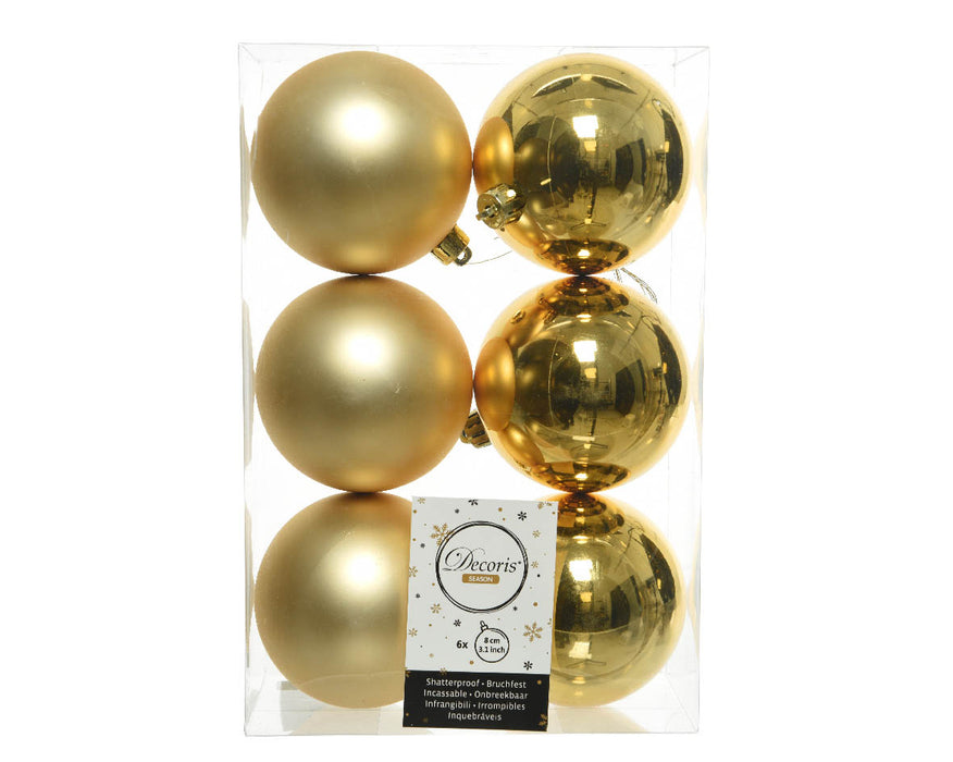 licht goud-kerstbal plastic glans-mat-dia8cm-licht goud