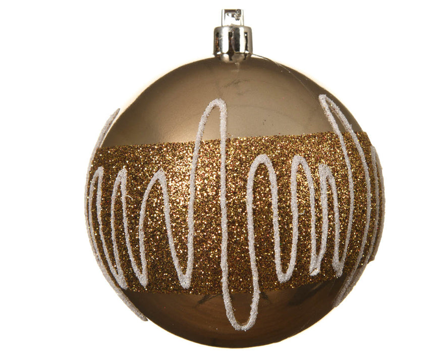 Boule de Noël déco en plastique avec capuchon argenté - avec fil argenté emballé en noir
