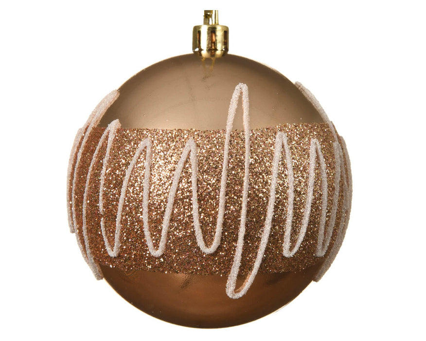 boule de Noël déco en plastique avec capuchon doré - avec fil d'or emballé dans un di noir