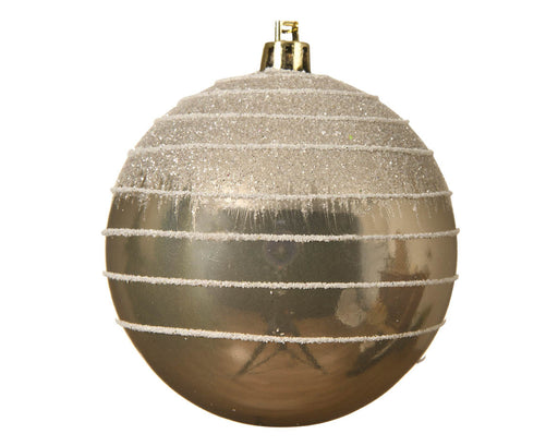 kerstbal plastic deco w gold cap - w gold wire packed in black di