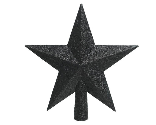zwart-piek plastic ster glitter-4.2x19x19cm-zwart