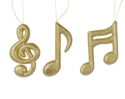 foam muziek notes glitter 3 different shapes with gold hange (per