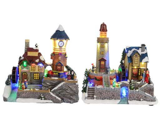 LED dorp scenes theme: LED Christmas Villages with movement (per