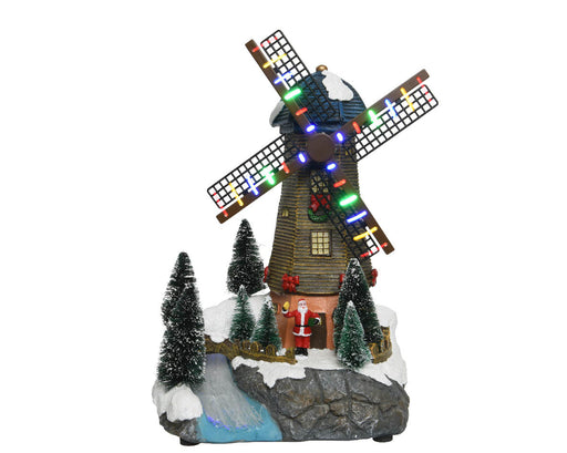 LED glasvezel molen theme: LED Christmas Villages with movement e