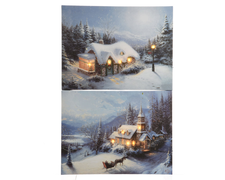 LED canvas schilderij bo 2 assorted canvasses w winter lands (per