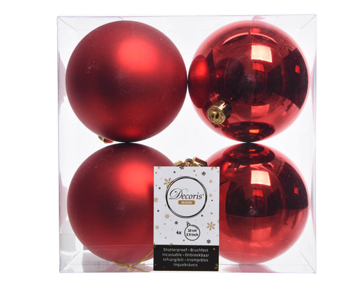 BAUBLES SHATTERPROOF MIX CHRISTMAS RED DIA10.00CM