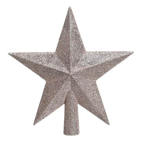 piek plastic ster glitter-4.2x19x19cm-poederroze