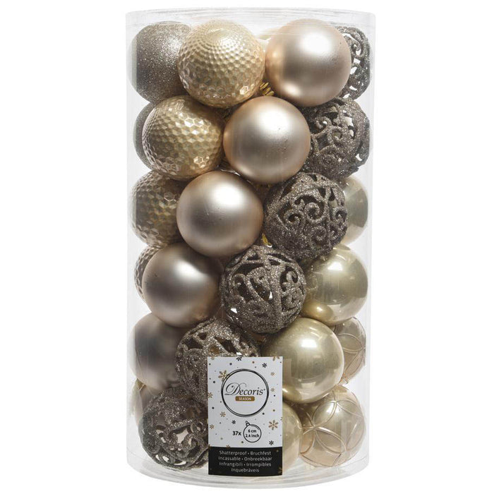 BOULES INCAUSSABLES MAT, BRILLANT, GLITTER MIX PERLE DIA6.00CM