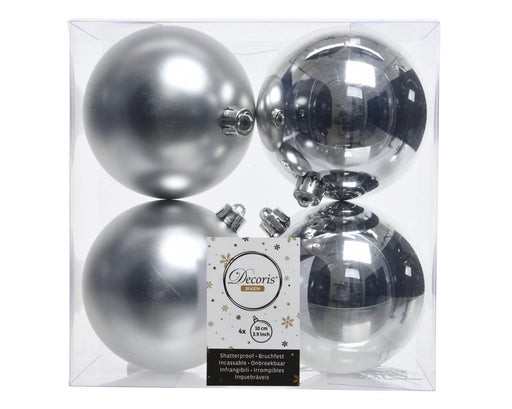 zilver-kerstbal plastic glans-mat-dia10cm-zilver