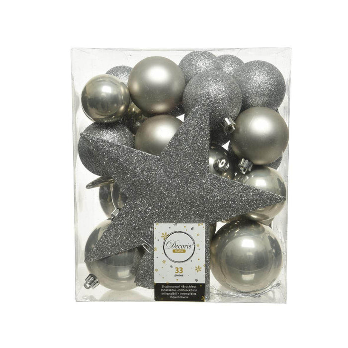 boule de Noël gris brumeux mixbox en plastique pic 1x décoration de sapin paillettes 4