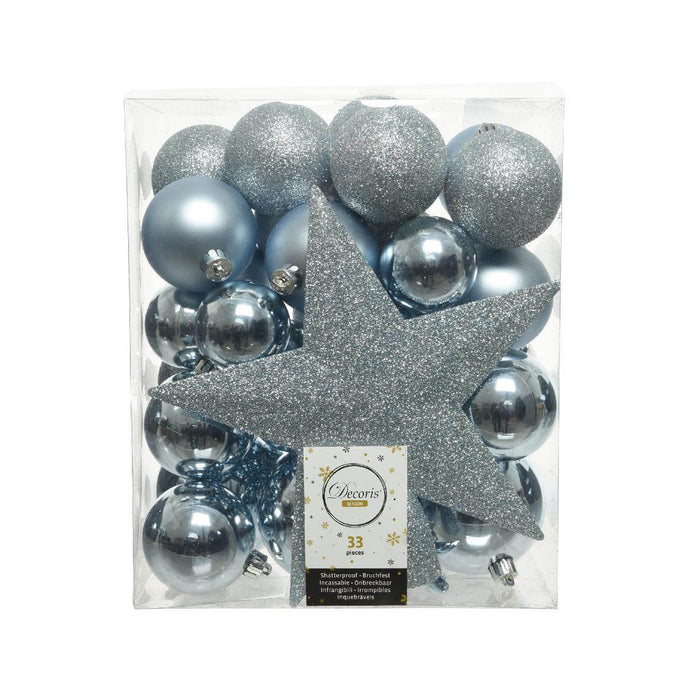 air d'hiver boule de Noël boîte de mélange en plastique pic 1x décoration de sapin paillettes 4x