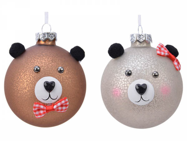 assortiment d'ours en verre boule de Noël 3ass2kl.ass ours femelle - ours mâle s