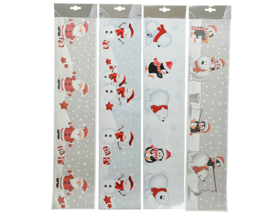 scène de décoration de fenêtre rouge/blanc 4ass Père Noël - ours polaire 1 - polaire