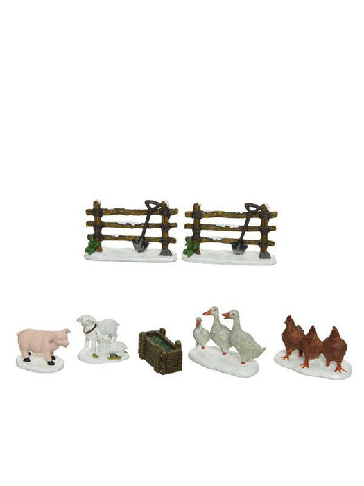 ferme multi-scènes s7 4 figurines d'animaux - 2 clôtures - 1 nourriture