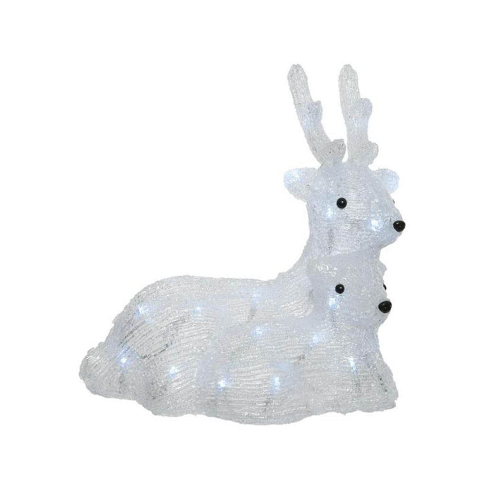 koel wit-LED hert acryl lig 2st buiten mother and baby deer excl.