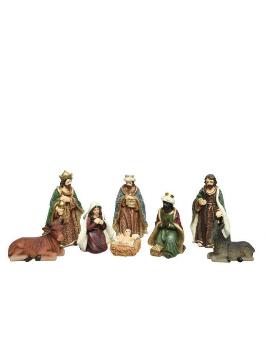 crèche multi poly 8 figurines Marie - Joseph - Jésus 3 rois