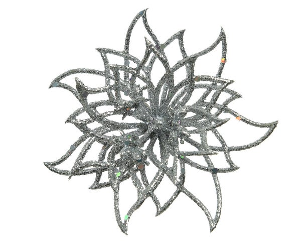 Fleur sur pince -dia14.00-H5.00cm-argent