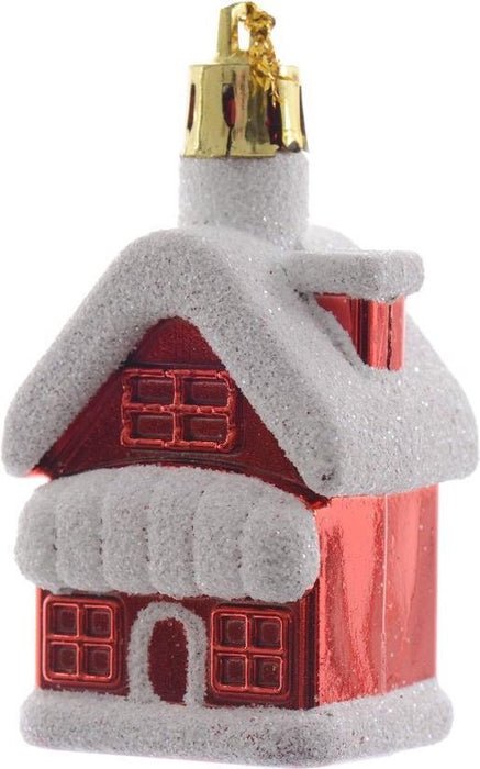 HOUSE SHATTERPROOF WHITE GLITTER CHRISTMAS RED L3.00-W3.50-H7.00C