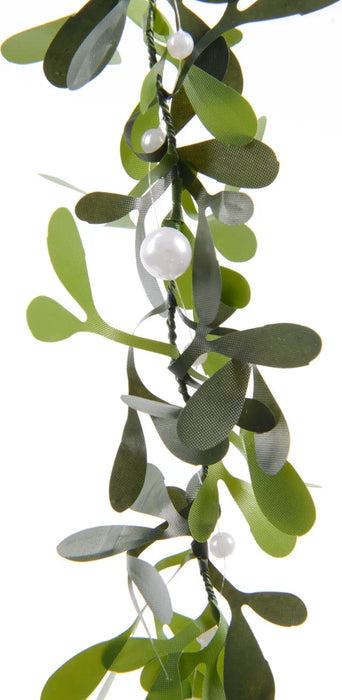 MISTLETOE GARLAND PVC WHITE BEADS GREEN DIA2.00-L150.00CM