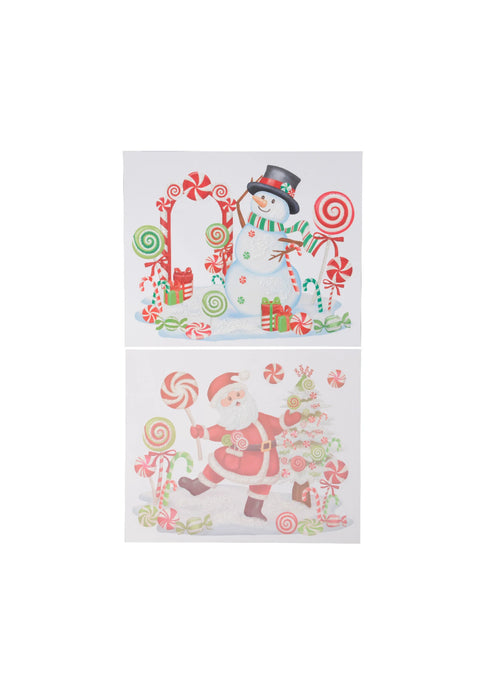 WINDOW DECORATION PVC WITH GLITTER CANDY CANE WORLD 2ASS ASSORTED