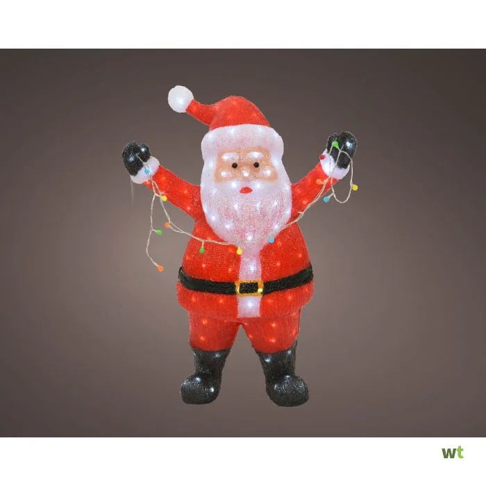 LED KERSTMAN ACRYL SANTA FLASHING EFFECT BUITEN ROOD/KOEL WIT L.3