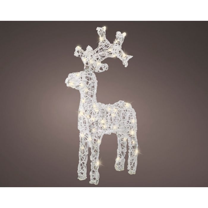 LED RENDIER ZACHT ACRYL REINDEER STEADY TRANSPARANT/WARM WIT L.36