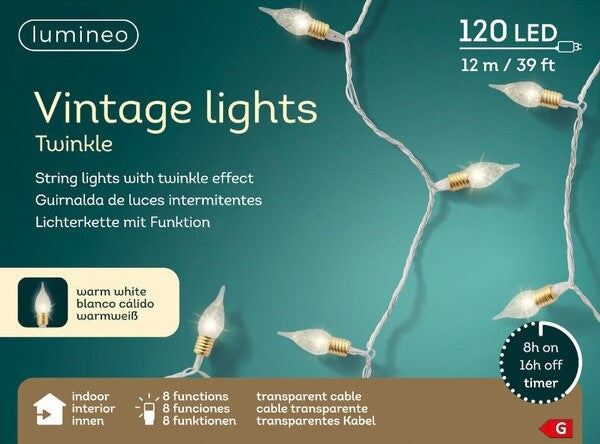 LUMIÈRES LED VINTAGE 8 FONCTIONS EFFET MAGASIN INTÉRIEUR TRANSPARENT/WA