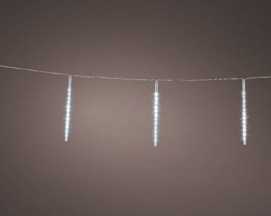 LED ICICLE LIGHTS SNEEUWVAL EFFECT BUITEN TRANSPARENT/KOEL WIT L.