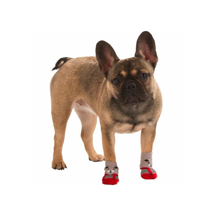 CHAUSSETTES POUR CHIENS BRUNO L GRIS/ROUGE