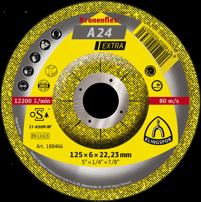 DISQUE À COUPER KRONENFLEX A24EX 125X2,5X22,23 (PAR COLIS)