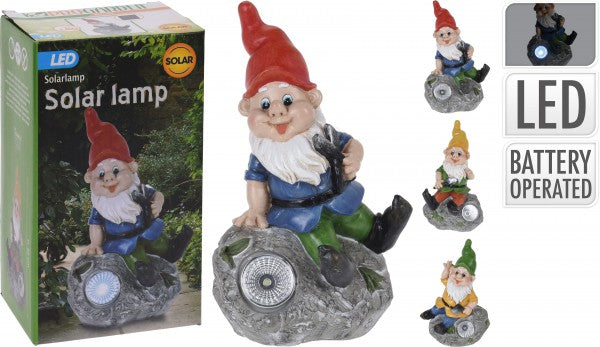 GNOME DE JARDIN SOLAIRE 22CM 3ASS