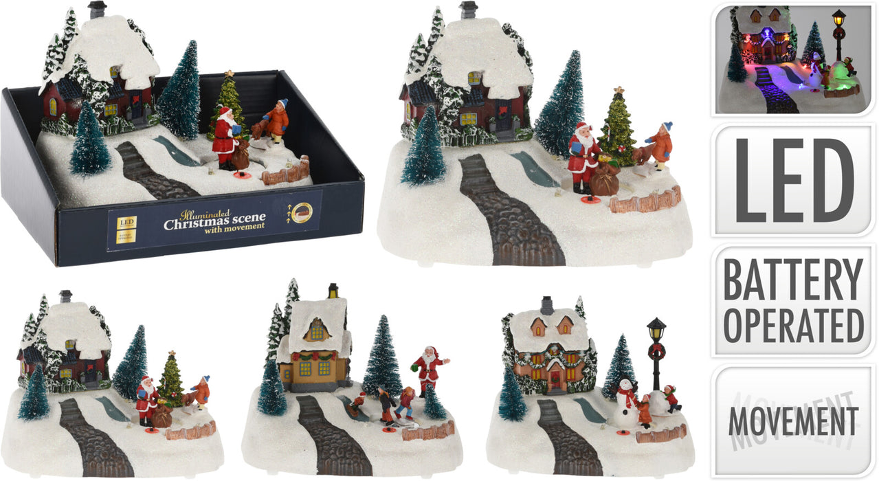 KERSTTAFEREEL 14CM HUIS 3ASS