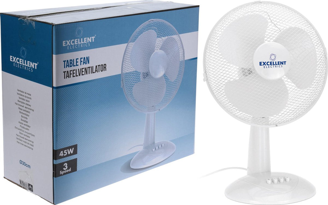 VENTILATEUR 30CM MODÈLE DE TABLE BLANC