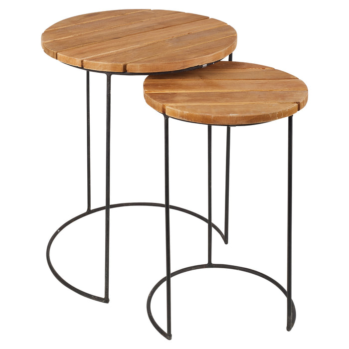 TABLE D'APPOINT EN TECK LOT DE 2PCS