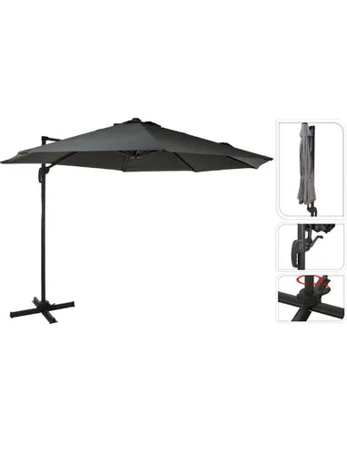 PARASOL ROMA 300CM DONKER GRIJ