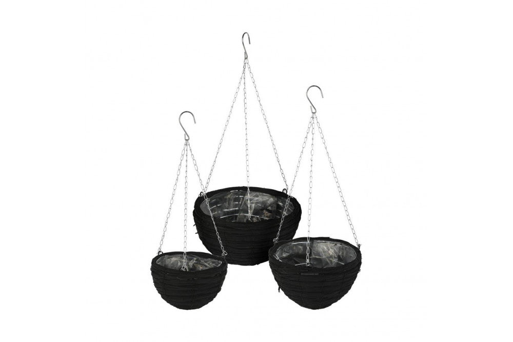 POT DE FLEURS ROTIN SET3 NOIR