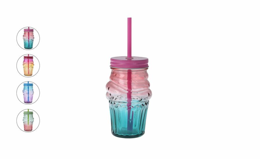 VERRE À BOIRE AVEC PAILLE PP 475ML/