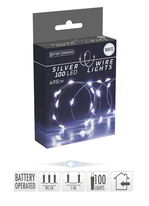 ZILVERDRAAD 100LED WIT BO