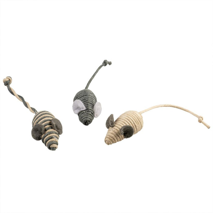 CORDE PETITES SOURIS 3PC - 14X2X1.5CM GRIS