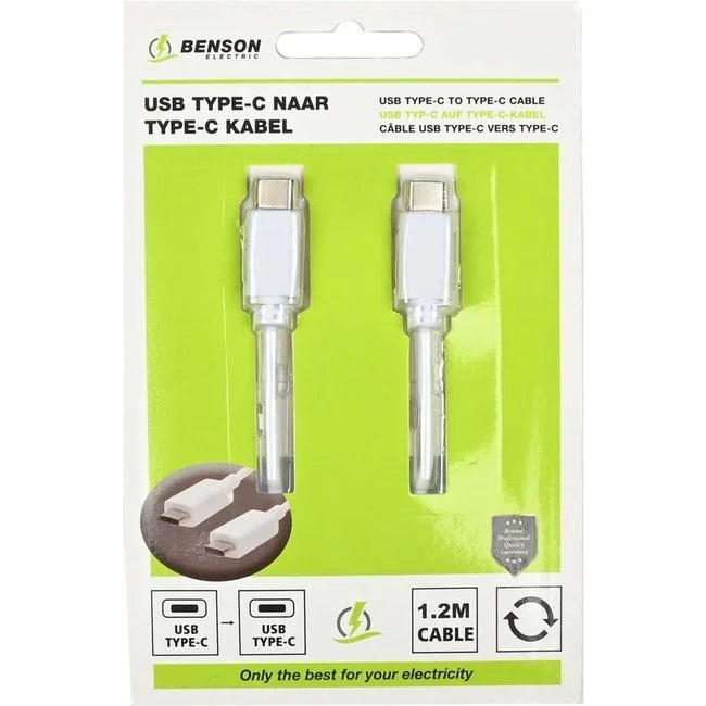 USB TYPE-C NAAR TYPE-C KABEL 1.2 MTR