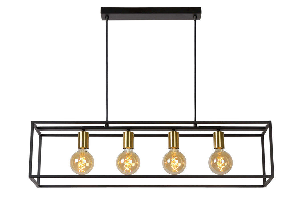 RUBEN  HANGLAMP 4X E27 40W ZWART / MAT GOUD