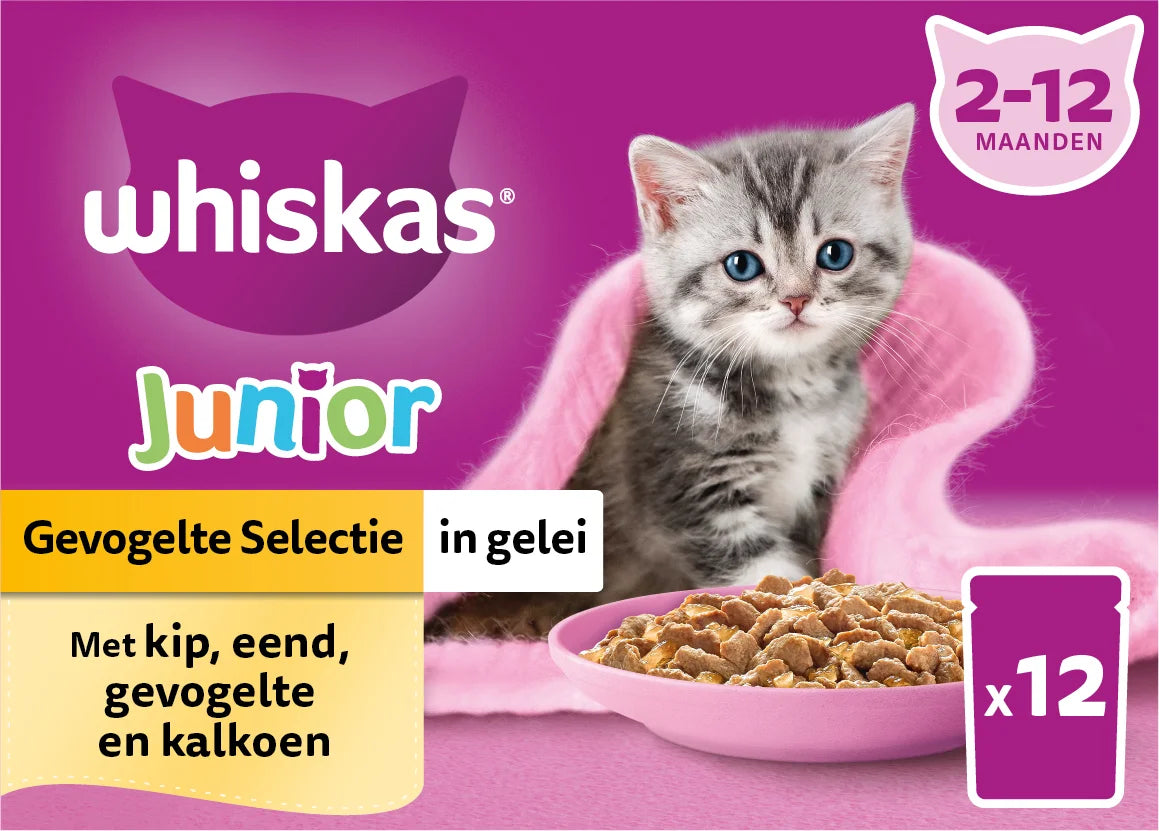 WHISKAS 12*85G POUCH POULTRY JUNIOR