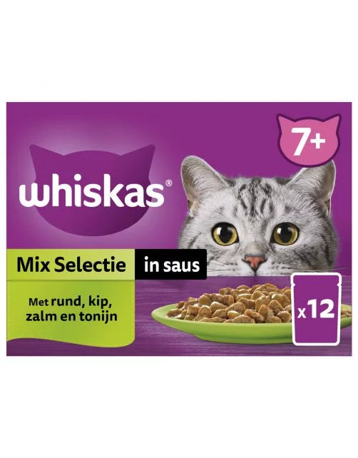 WHISKAS 12*85G POUCH MIXED 7+