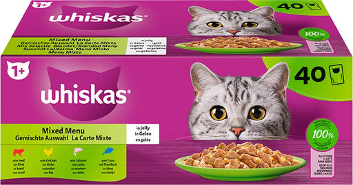 WHISKAS 40*85G POUCH MIXED SELECTION IN JELLY 1+