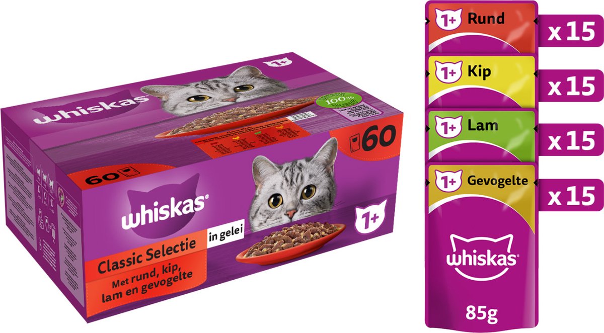WHISKAS 60*85G POUCH CLASSIC