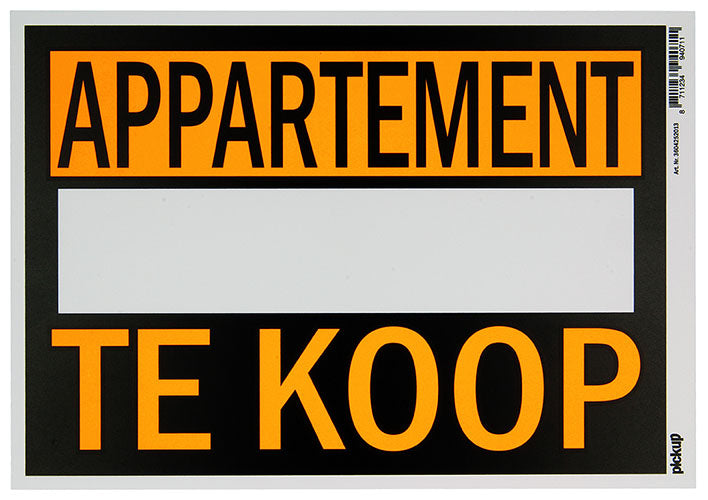 PU AFFICHE APPARTEMENT TE KOOP 230X330 MM KUNSTSTOF